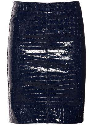 Kožená sukně s potiskem Tom Ford modré