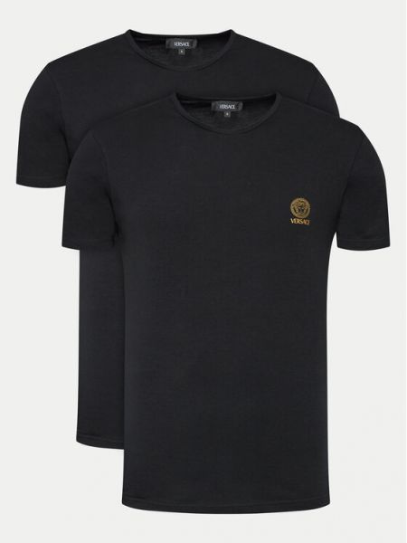 Slim fit priliehavé tričko Versace čierna
