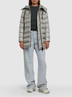 Najlonska prošivena pernata jakna Moncler siva