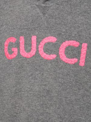 Vlněná mikina s kapucí Gucci šedá