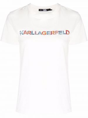 Brodert t-skjorte Karl Lagerfeld hvit