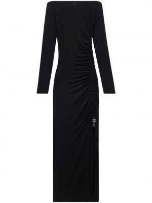 Krepové dlouhé šaty jersey Courrèges černé