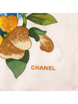 Bufanda de seda Chanel Vintage blanco