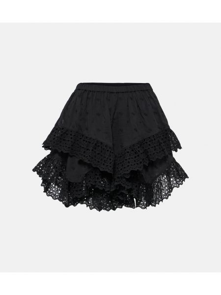Pamučna mini suknja s volanima Marant Etoile crna