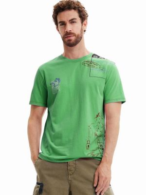 Тениска с дълъг ръкав с принт Desigual зелено