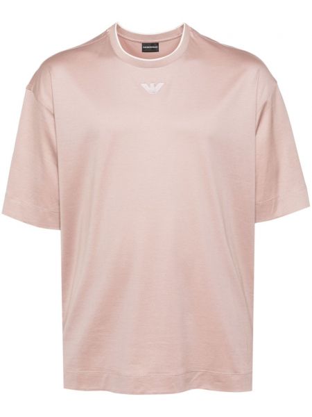 Brodeerattu t-paita Emporio Armani pinkki