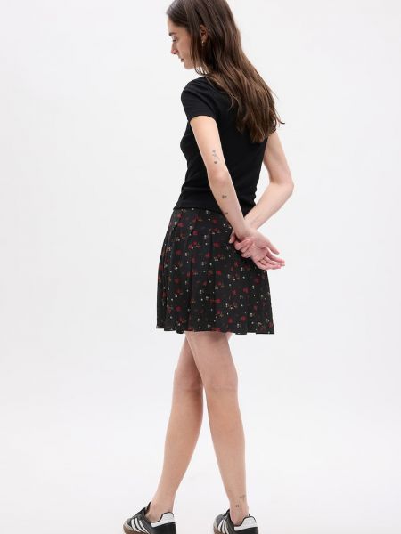 Плиссированная юбка в цветочек с принтом Gap черная