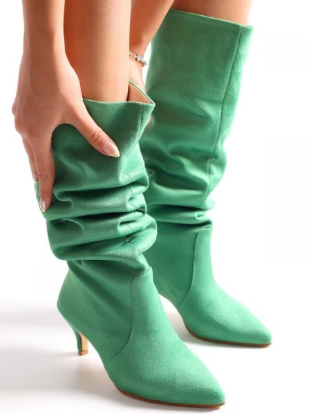 Semišové členkové topánky Shoeberry zelená