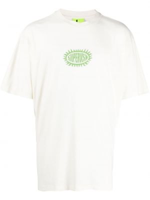 Bavlněné tričko s potiskem Supervsn bílé