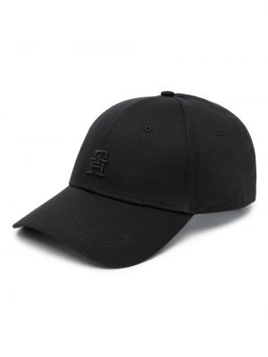 Памучна шапка с козирки Tommy Hilfiger черно