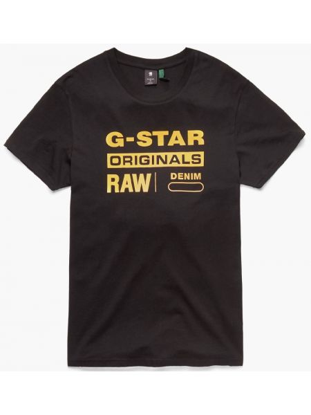 Чорна футболка слім у зірочку G-star