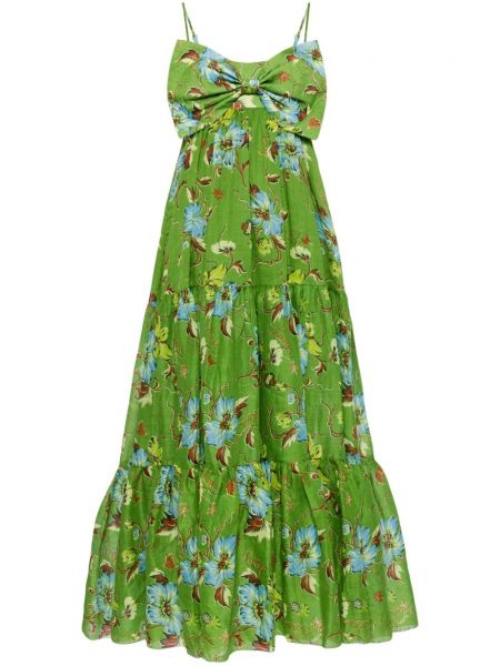 Midi haljina s cvjetnim printom s printom Alemais zelena