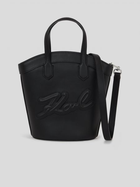 Кожени чанта Karl Lagerfeld черно