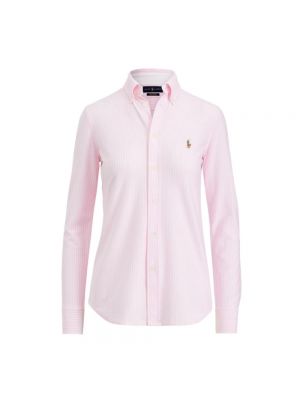 Pikowana koszula w paski Polo Ralph Lauren różowa