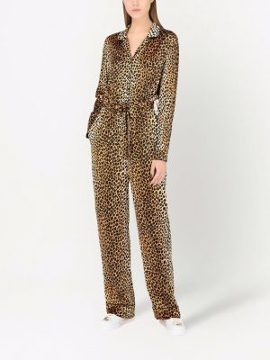 Zīda kombinezons ar apdruku ar leoparda rakstu Dolce & Gabbana