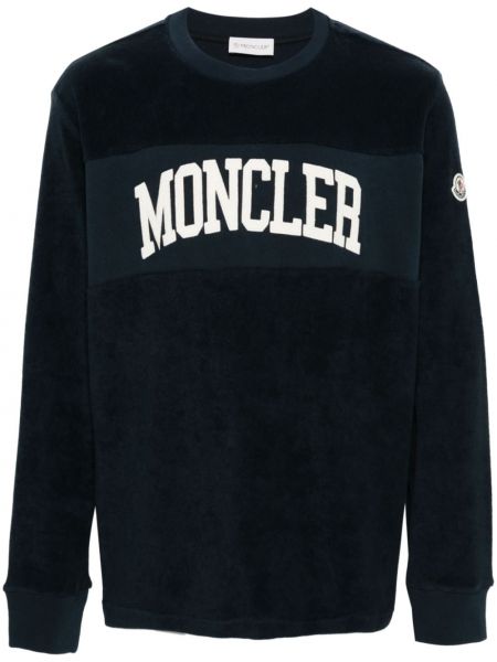 Medvilninis siuvinėtas džemperis Moncler mėlyna