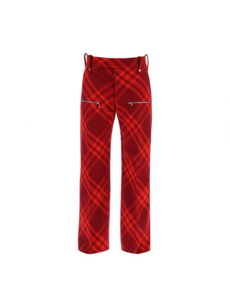 Czerwone proste spodnie Burberry