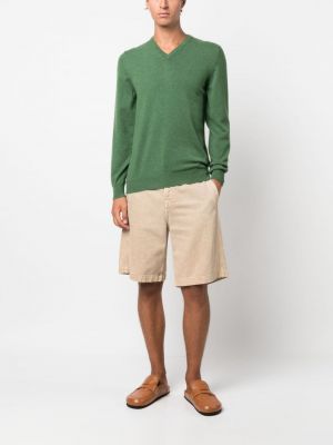 Kašmira džemperis ar v veida izgriezumu Fedeli zaļš