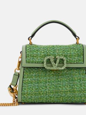 Tweed crossbody táska Valentino Garavani zöld
