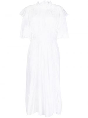 Bavlněné přiléhavé midi šaty s korálky Isabel Marant Etoile - bílá