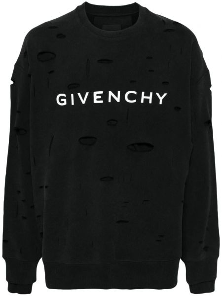 Mikina s dírami s potiskem Givenchy černá