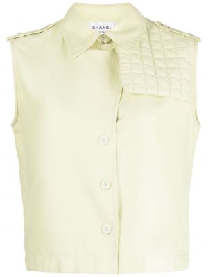 Prešívaná vesta na gombíky Chanel Pre-owned zelená