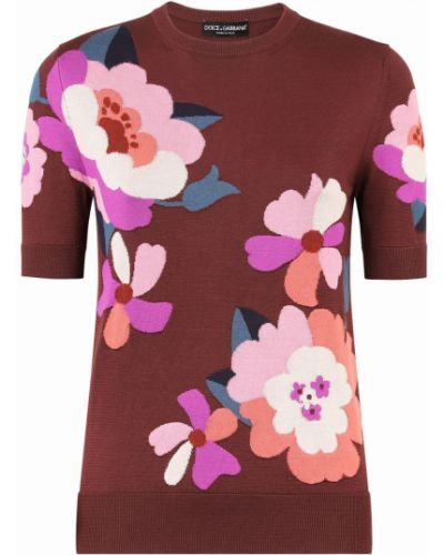 Плетен копринен топ на цветя Dolce & Gabbana