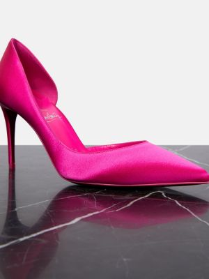 Pantofi cu toc din satin de mătase Christian Louboutin roz