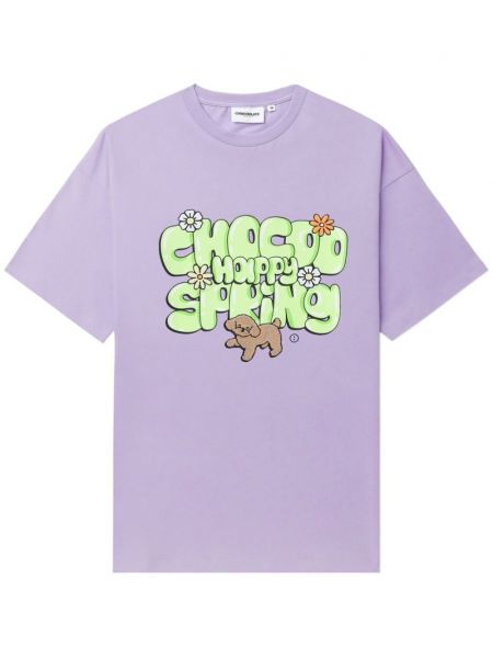 Kokvilnas t-krekls ar apdruku Chocoolate violets