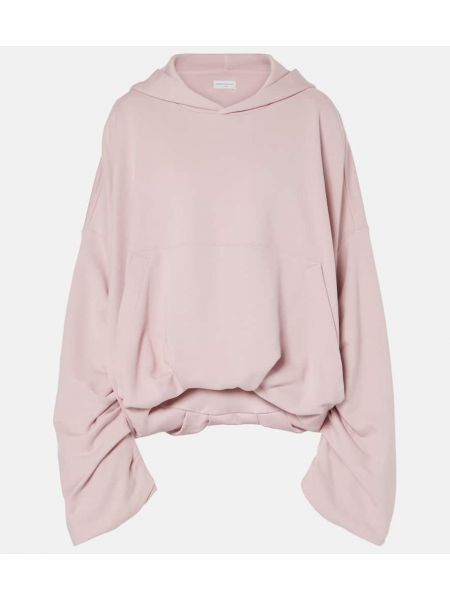 Draperad överdimensionerad bomull hoodie Dries Van Noten rosa