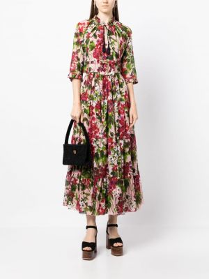 Kokvilnas kleita ar ziediem ar apdruku Samantha Sung rozā