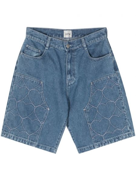 Kratke jeans hlače z vzorcem srca Arte modra