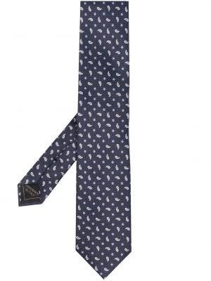 Плетена вратовръзка с пейсли десен Brioni синьо