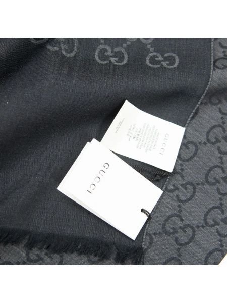 Bufanda de lana de seda con estampado Gucci gris