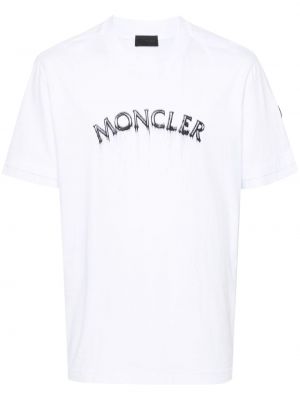 Bavlnené tričko s potlačou Moncler biela