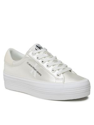 Ниски обувки с перли Calvin Klein Jeans бяло