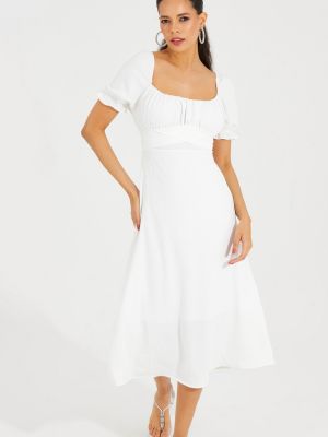 Sukienka midi plisowana Cool & Sexy biała