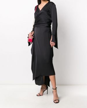 Vestido de cóctel de raso Lanvin negro