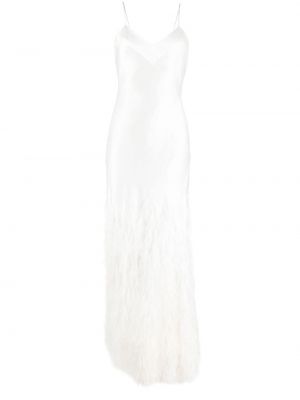 Копринена коктейлна рокля Cult Gaia бяло