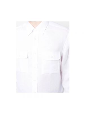 Camisa con botones de lino Brioni blanco