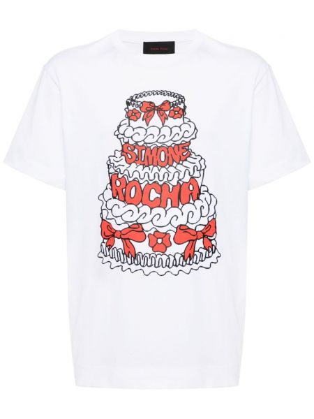 Kokvilnas t-krekls ar apdruku Simone Rocha balts