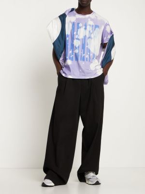 Batikované džerzej tričko s potlačou Isabel Marant fialová