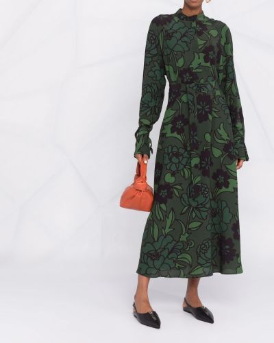 Vestido de flores con estampado Christian Wijnants verde