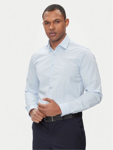 Slim fit priliehavá košeľa s potlačou Calvin Klein modrá