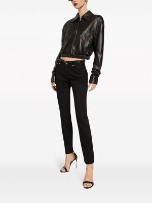 Jeansy skinny z niską talią bawełniane Dolce And Gabbana czarne
