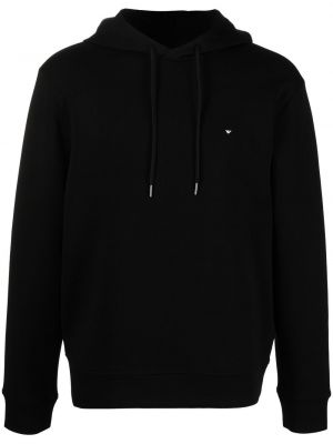 Hoodie med broderi Emporio Armani svart