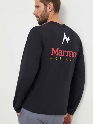 Tričko s dlouhým rukávem s potiskem s dlouhými rukávy Marmot černé