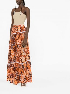 Květinové dlouhá sukně s potiskem Vivetta oranžové
