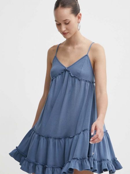 Pamučna mini haljina Superdry plava