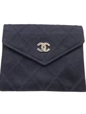 Satynowy portfel Chanel Vintage czarny